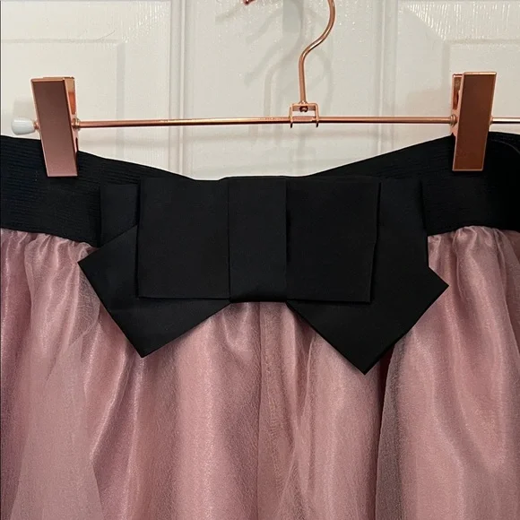 Dusty Pink and Black Bow Organza Princess Skirt Bowknot A Line Midi/Knee XL - Picture 4 of 6